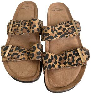 Earth Origins Orona Orra Womens Leopard Print Double Strap Sandals Size 11M Boho